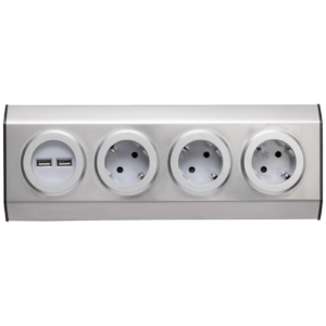 home Strujni razdjeljnik sa 3 utičnice + USB, INOX - KNV 03/USB