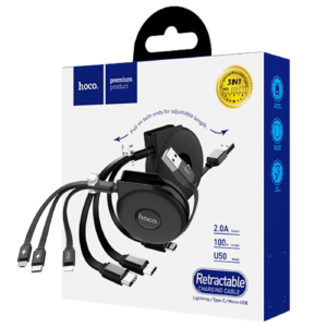 hoco. USB kabl za punjenje, 3in1, na izvlačenje, 1 met., 2 A - U50