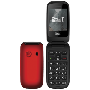 MeanIT Telefon mobilni, Dual SIM, 2.4", SOS tipka, veliki znakovi - FLIP 1 Crveni