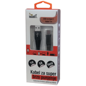 MeanIT USB kabl za smartphone USB type C, 5 A - Kabel USB za brzo punjenje