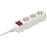 home Produžni kabl,3 utičnice, prekidač, 1.0mm², 1,5 met, bijeli - NV 3K/WH