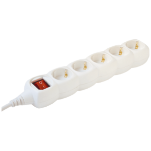 home Produžni kabl, 5 utičnica, prekidač, 1.5mm², 3 met, bijeli - NV 5K-3/WH/1.5