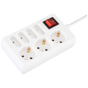 home Produžni kabl, 3 + 4 utičnice, 1.0mm², 1.5 met, bijeli - NV 17/WH