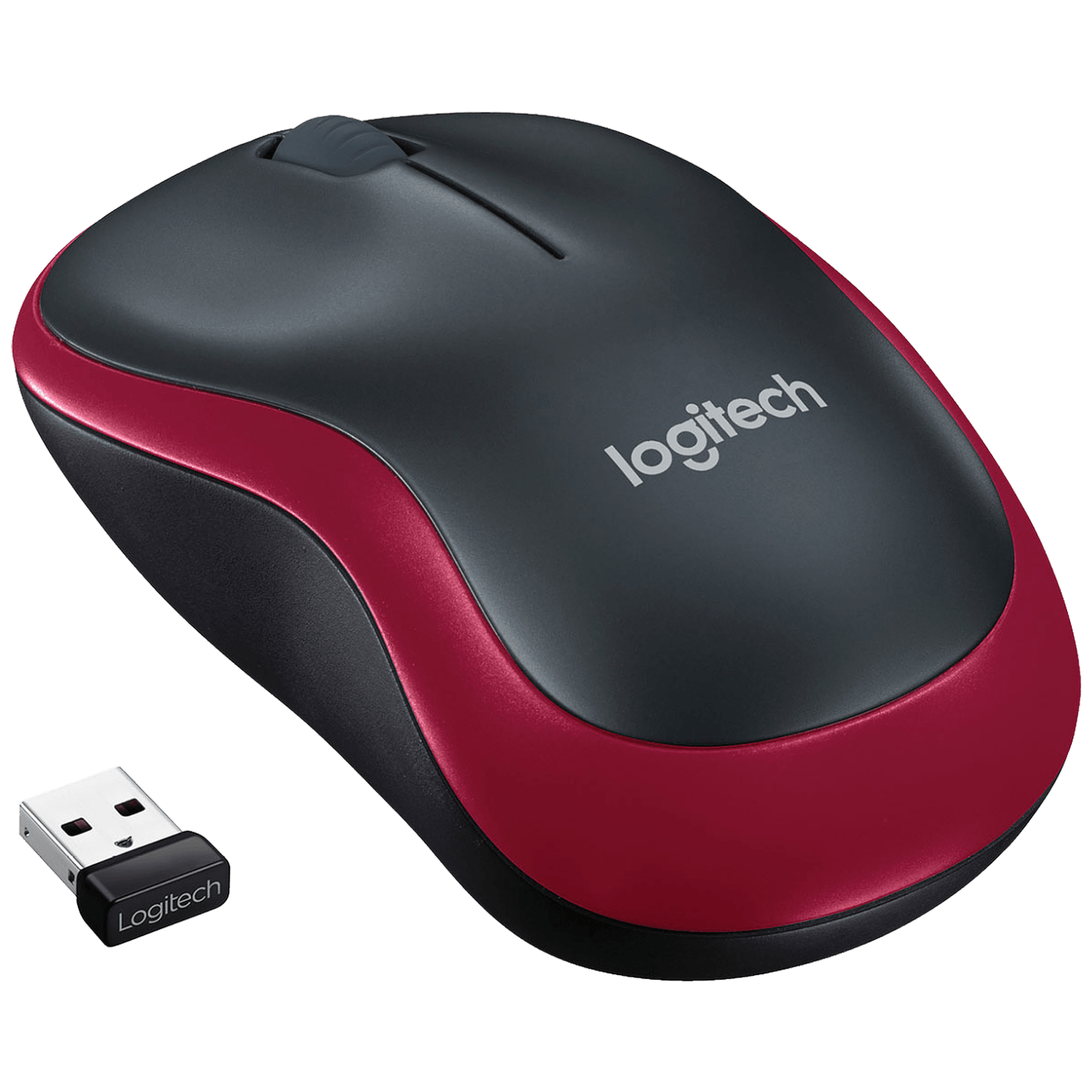Logitech Miš bežični, 2.4 GHz, 1000 dpi, USB nano, Red - M185