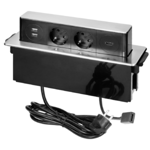 Orno Produžni kabel sa 2 x Schuko,2 x USB utičnice,HDMI,ugradbena - OR-GM-9016(GS)/B-G