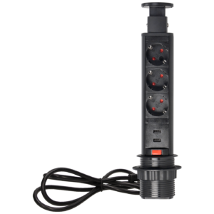 Orno Produžni kabel sa 3 x Schuko utičnice + 2 x USB, ugradbena - OR-AE-1349(GS)/B