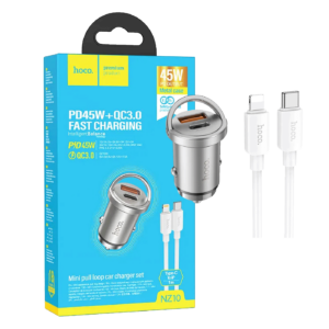 hoco. Auto punjač, brzi, sa Lightning kabelom, PD45W+QC3.0 - NZ10 Handy, Lightning