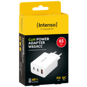 (Intenso) Punjač kučni, brzi, 1 x USB-A, 2 x UCB-C, 3A, 65W - Power Adapter W65ACC GaN