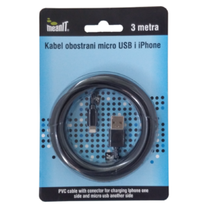 MeanIT USB kabl sa micro USB i iPhone priključkom, 3 met - KABEL MICROUSB / iPHONE